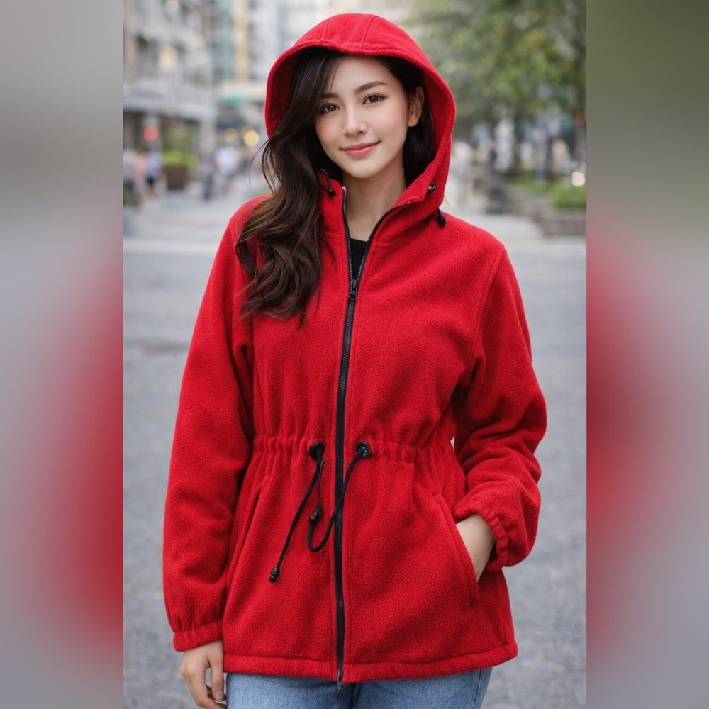 Vintage London Fog Vibrant Red Teddy Jacket with Hood